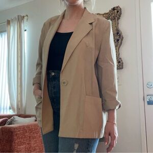 Vintage 90s Sag Harbor Petites Tan Lightweight Blazer 14P